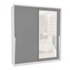 Guarda-Roupa Casal Porto 2 Portas 2 Gavetas com Espelho Branco/Cinza - Politorno