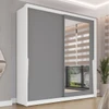 Guarda-Roupa Casal Porto 2 Portas 2 Gavetas com Espelho Branco/Cinza - Politorno
