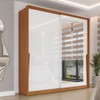 Guarda-Roupa Casal Porto 2 Portas 2 Gavetas com Espelho Freijó/Branco - Politorno