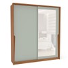 Guarda-Roupa Casal Porto 2 Portas 2 Gavetas com Espelho Freijó/Verde - Politorno