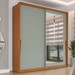 Guarda-Roupa Casal Porto 2 Portas 2 Gavetas com Espelho Freijó/Verde - Politorno