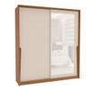 Guarda-Roupa Casal Porto 2 Portas 2 Gavetas com Espelho Freijó/Creme - Politorno