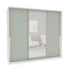 Guarda-Roupa Casal Porto 3 Portas 4 Gavetas com Espelho Branco/Verde - Politorno