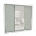 Guarda-Roupa Casal Porto 3 Portas 4 Gavetas com Espelho Branco/Verde - Politorno