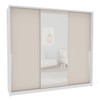 Guarda-Roupa Casal Porto 3 Portas 4 Gavetas com Espelho Branco/Creme - Politorno