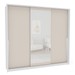 Guarda-Roupa Casal Porto 3 Portas 4 Gavetas com Espelho Branco/Creme - Politorno