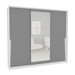 Guarda-Roupa Casal Porto 3 Portas 4 Gavetas com Espelho Branco/Cinza - Politorno