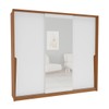 Guarda-Roupa Casal Porto 3 Portas 4 Gavetas com Espelho Freijó/Branco - Politorno
