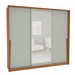 Guarda-Roupa Casal Porto 3 Portas 4 Gavetas com Espelho Freijó/Verde - Politorno