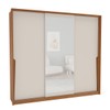 Guarda-Roupa Casal Porto 3 Portas 4 Gavetas com Espelho Freijó/Creme - Politorno