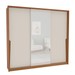 Guarda-Roupa Casal Porto 3 Portas 4 Gavetas com Espelho Freijó/Creme - Politorno