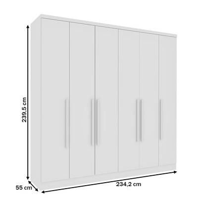 Guarda-Roupa Casal Filadélfia 6 Portas 4 Gavetas Neve - Pnr Móveis