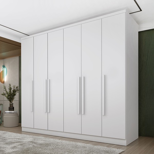 Guarda-Roupa Casal Filadélfia 6 Portas 4 Gavetas Neve - Pnr Móveis