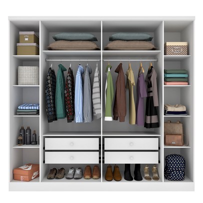 Guarda-Roupa Casal Filadélfia 6 Portas 4 Gavetas Neve - Pnr Móveis
