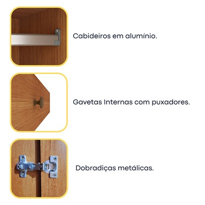 Guarda-Roupa Casal Filadélfia 6 Portas 4 Gavetas Cinamomo - Pnr Móveis