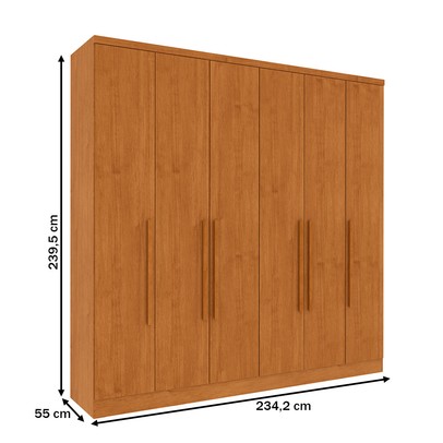 Guarda-Roupa Casal Filadélfia 6 Portas 4 Gavetas Cinamomo - Pnr Móveis