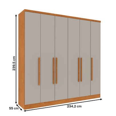 Guarda-Roupa Casal Filadélfia 6 Portas 4 Gavetas Cinamomo/Off White - Pnr Móveis