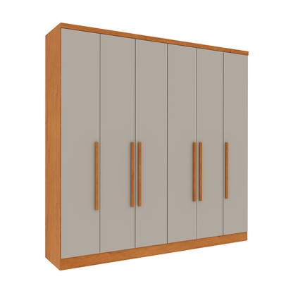 Guarda-Roupa Casal Filadélfia 6 Portas 4 Gavetas Cinamomo/Off White - Pnr Móveis