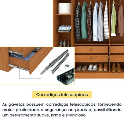 Guarda-Roupa Casal Filadélfia 6 Portas 4 Gavetas Cinamomo/Off White - Pnr Móveis