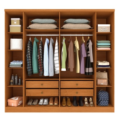 Guarda-Roupa Casal Filadélfia 6 Portas 4 Gavetas Cinamomo/Off White - Pnr Móveis