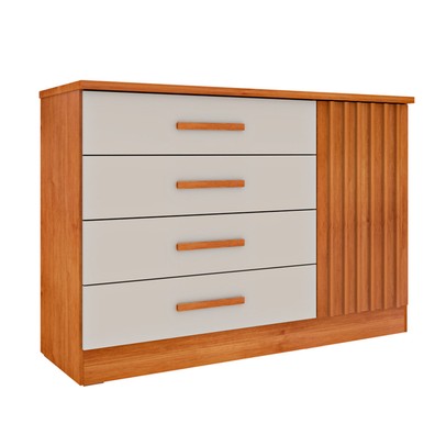 Cômoda Aris 1 Porta 4 Gavetas Cinamomo/Off White - Pnr Móveis
