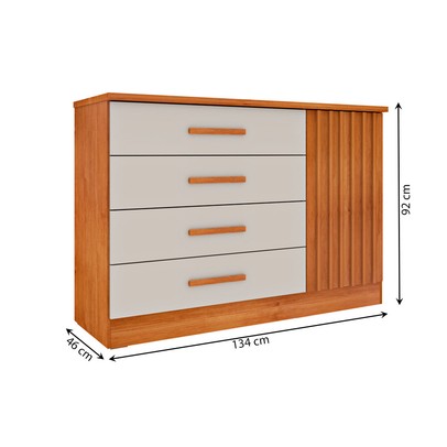 Cômoda Aris 1 Porta 4 Gavetas Cinamomo/Off White - Pnr Móveis