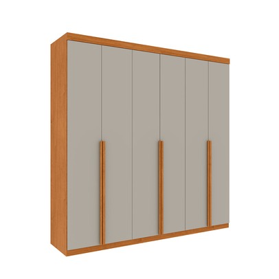 Guarda-Roupa Casal Toulon 6 Portas 4 Gavetas Cinamomo/Off White - Pnr Móveis