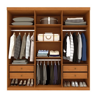 Guarda-Roupa Casal Toulon 6 Portas 4 Gavetas Cinamomo/Off White - Pnr Móveis