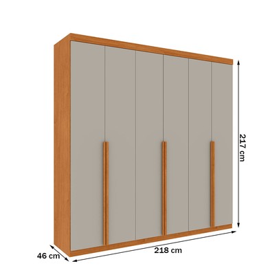 Guarda-Roupa Casal Toulon 6 Portas 4 Gavetas Cinamomo/Off White - Pnr Móveis