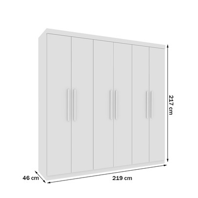 Guarda-Roupa Casal Nantes 6 Portas 4 Gavetas Neve - Pnr Móveis