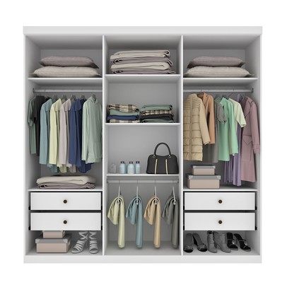 Guarda-Roupa Casal Nantes 6 Portas 4 Gavetas Neve - Pnr Móveis