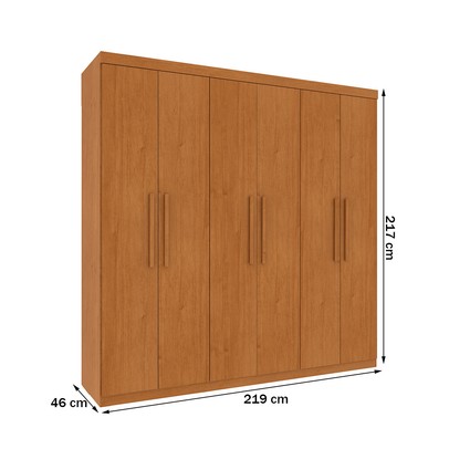 Guarda-Roupa Casal Nantes 6 Portas 4 Gavetas Cinamomo - Pnr Móveis