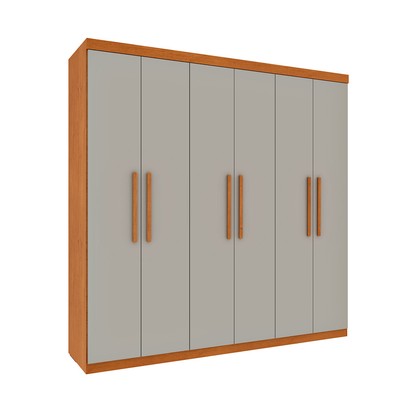 Guarda-Roupa Casal Nantes 6 Portas 4 Gavetas Cinamomo/Off White - Pnr Móveis