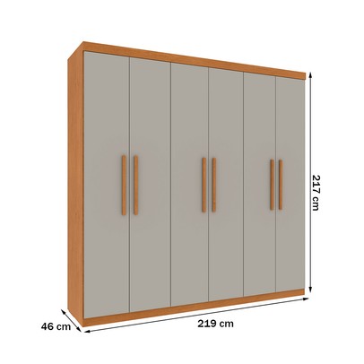 Guarda-Roupa Casal Nantes 6 Portas 4 Gavetas Cinamomo/Off White - Pnr Móveis