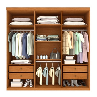 Guarda-Roupa Casal Nantes 6 Portas 4 Gavetas Cinamomo/Off White - Pnr Móveis