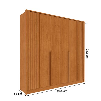 Guarda-Roupa Casal Taiwan 6 Portas 4 Gavetas Ripado Cinamomo - Pnr Móveis