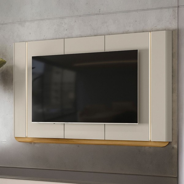 Painel para TV Até 75 Polegadas Santorini com Led Tauari/Off White - Linea Brasil