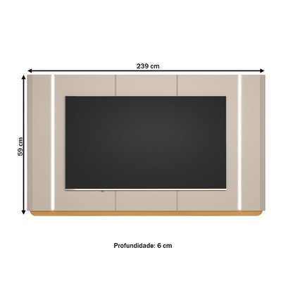 Painel para TV Até 75 Polegadas Santorini com Led Tauari/Off White - Linea Brasil