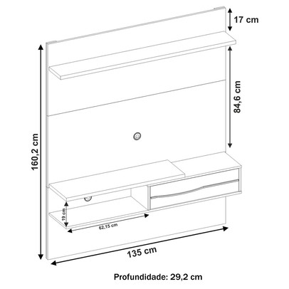Painel para TV Até 55 Polegadas 1 Porta Eagle Off White/Freijó - Pnr Móveis