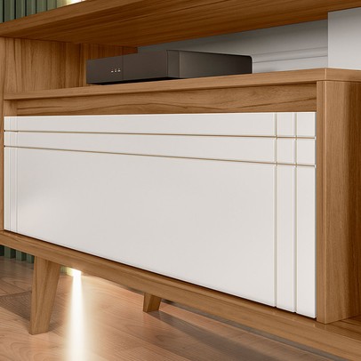 Rack para TV Até 60 Polegadas 1 Porta Tasu Freijó Trend/Off White Tx - Pnr Móveis