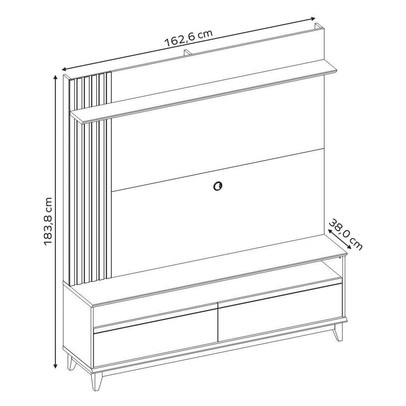 Estante para TV Até 65 Polegadas 2 Portas Ripado Hill Preto Tx/Freijó Trend - Pnr Móveis