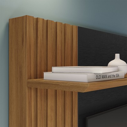 Estante para TV Até 65 Polegadas 2 Portas Ripado Hill Preto Tx/Freijó Trend - Pnr Móveis