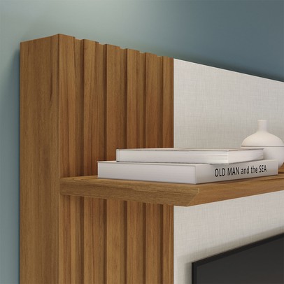 Estante para TV Até 65 Polegadas 2 Portas Ripado Hill Off White Tx/Freijó Trend - Pnr Móveis