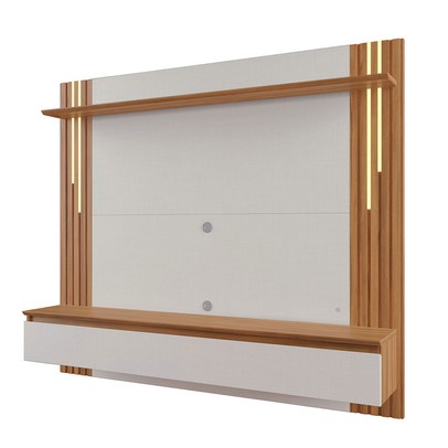 Painel para TV Até 65 Polegadas 1 Porta Ripado com Led Frade Off White Tx/Freijo Trend - Pnr Móveis