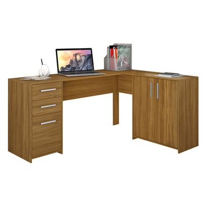 Mesa para Escritório 2 Portas 3 Gavetas Mirage Freijo - Pnr Móveis