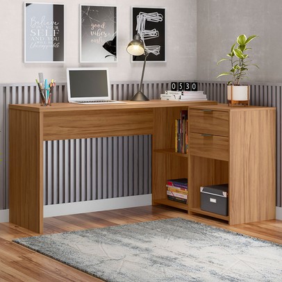 Mesa para Escritório 2 Gavetas Golfo Freijó - Pnr Móveis