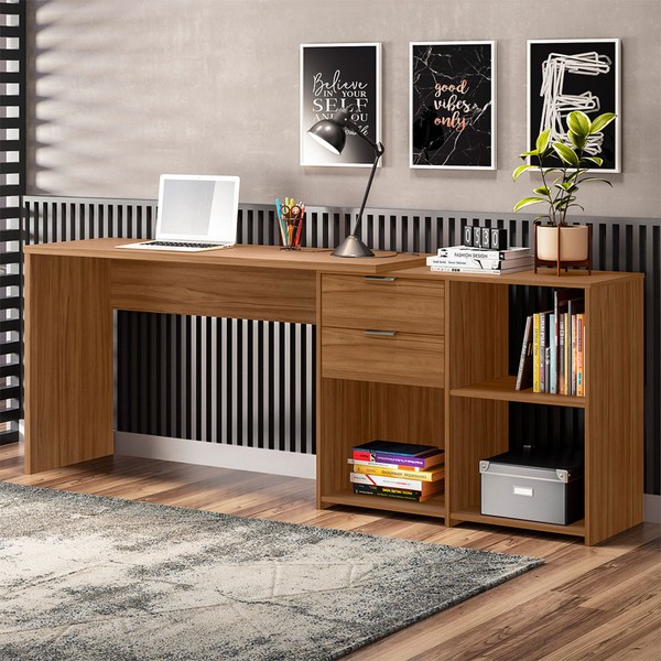 Mesa para Escritório 2 Gavetas Golfo Freijó - Pnr Móveis