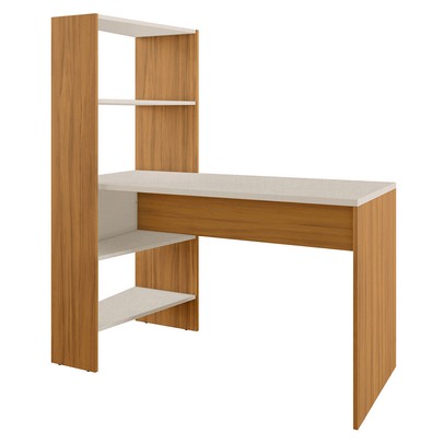 Mesa Escrivaninha Office 3 Prateleiras Dublin Off White/Freijó Trend - Pnr Móveis