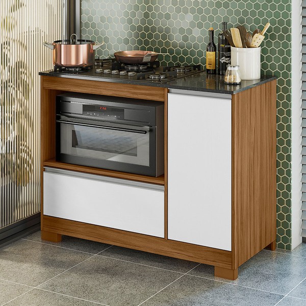 Balcão de Cozinha 1 Porta 1 Gaveta Luca Freijó Trend/Branco New - Pnr Móveis