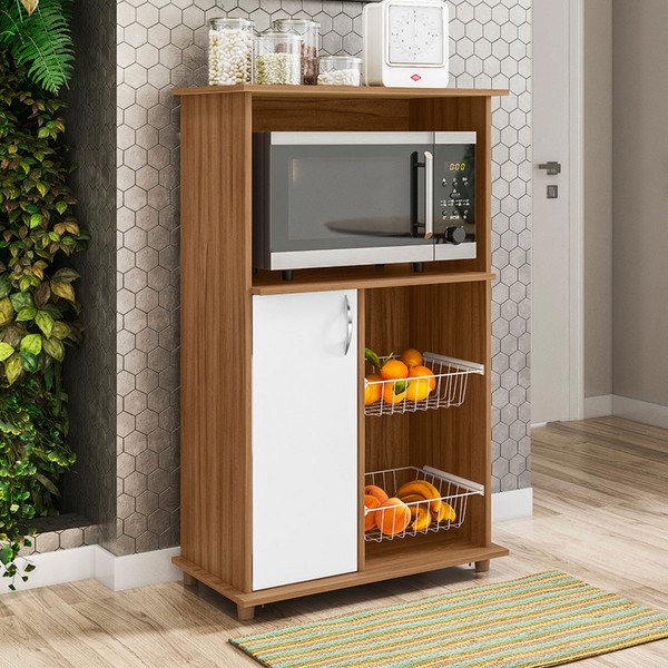 Balcão de Cozinha Siena 1 Porta Freijó Trend/Branco New - Pnr Móveis